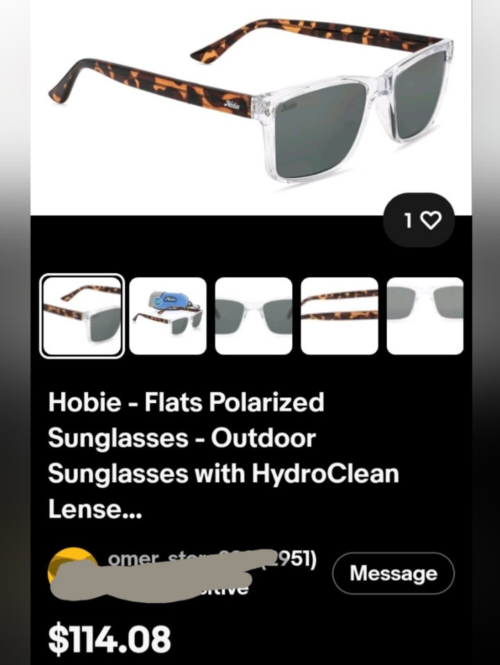Hobie Clear Front Sunglasses with Tortoise Arms and Gray Lenses Extra Clean